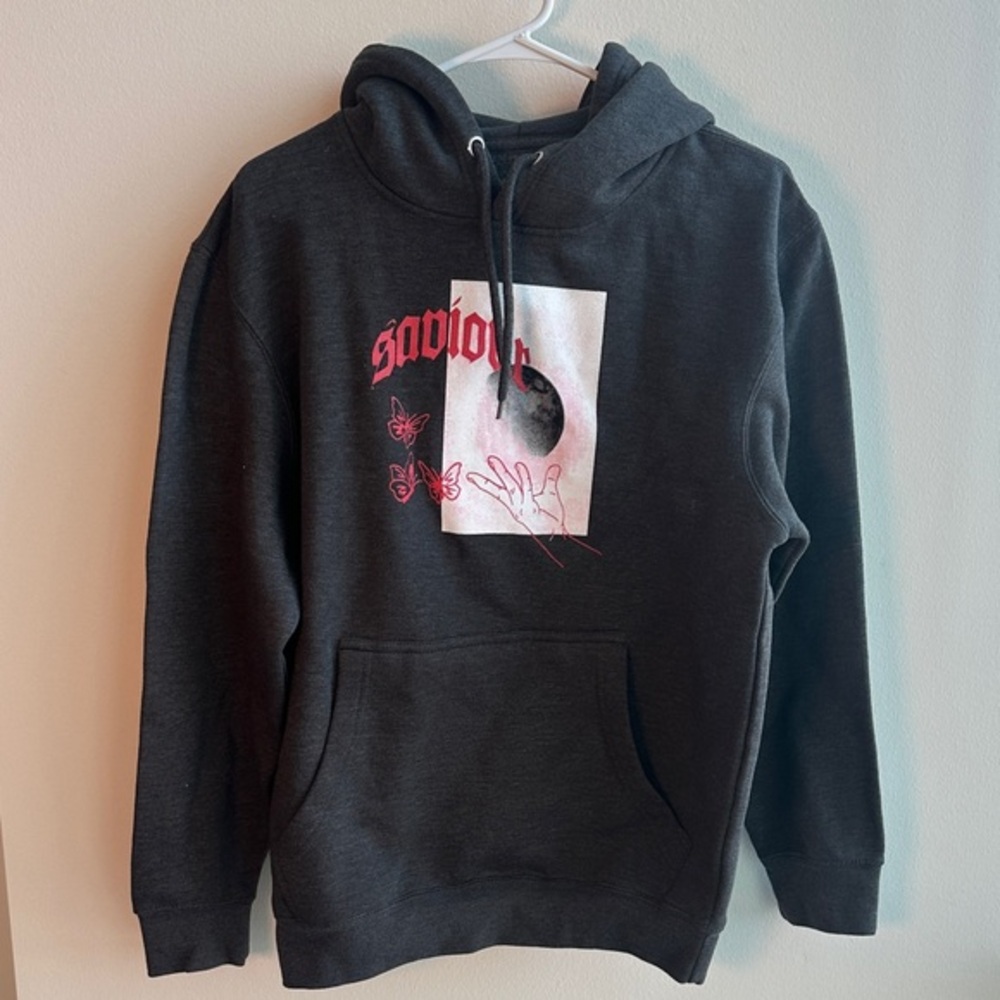 Fashion Nova Charcoal Hoodie with Pink Graphic